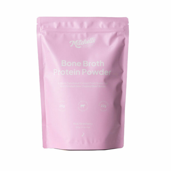 Mitchells Nutrition Bone Broth Protein Powder Natural Real Strawberry Front Femmewell Nz